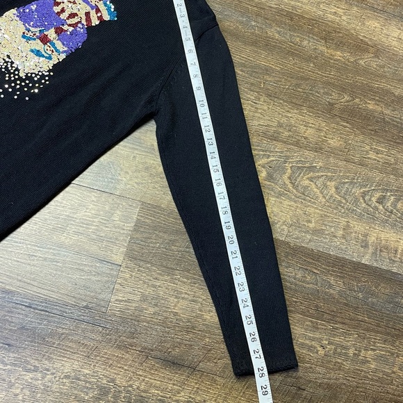 Quacker Factory Black Snowman Sequined Long Sleeve Sweater Womens Size Medium - Picture 8 of 11